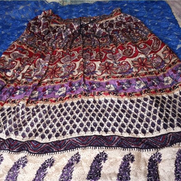 Parking Permit Free Size Mlticlrd ElasticWaist AbstractPrint Maxi Women’s Skirt. - Picture 1 of 7